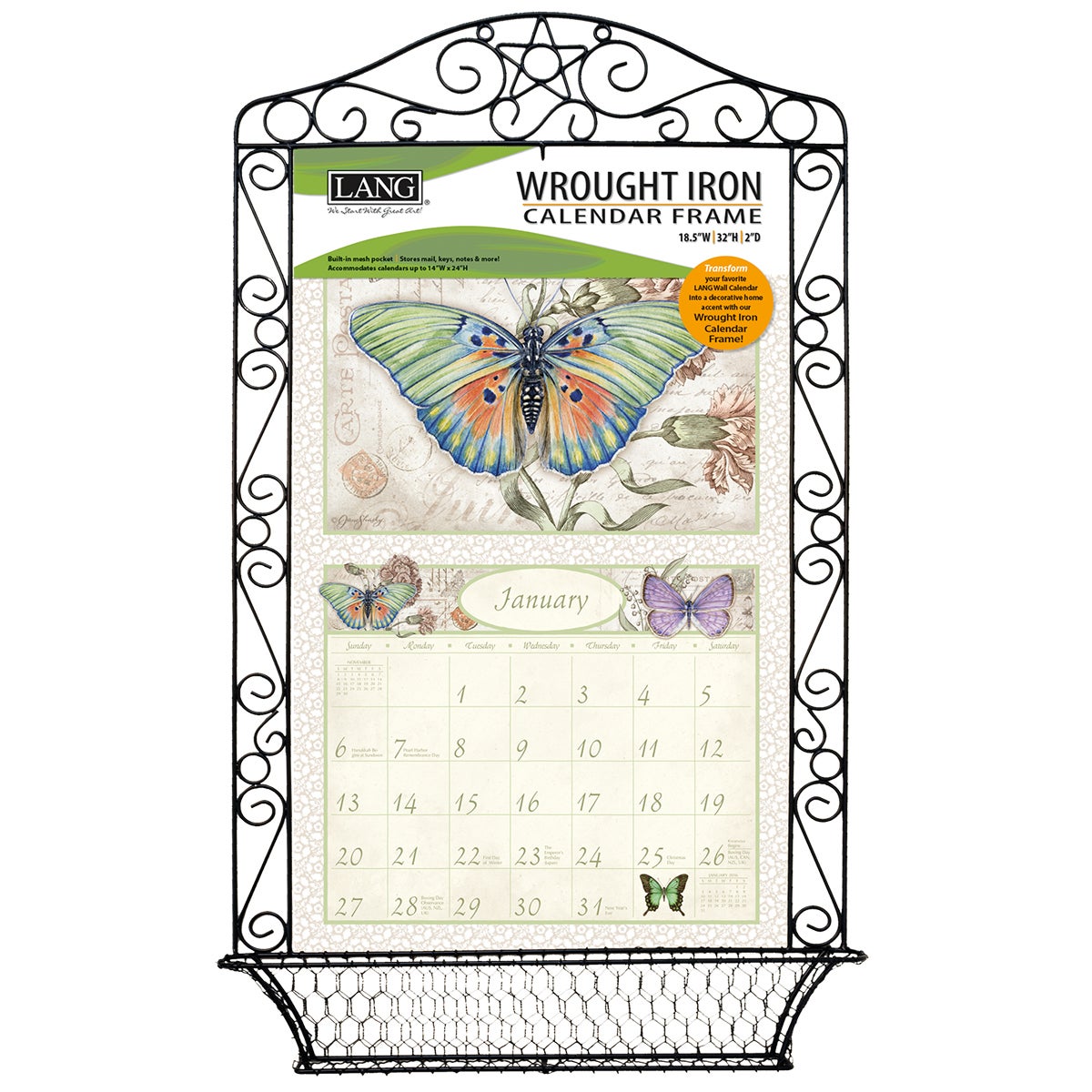 LANG Black Wrought Iron Calendar Frame